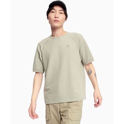 エーグル（AIGLE）/UVカット 吸水速乾 ラグランスリーブ ワンポイント刺繍ロゴ ワッフル半袖ニットTシャツ UVカット 吸水速乾 ラグランスリーブ ワンポイント刺繍ロゴ ワッフル