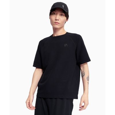 【SALE】AIGLE/エーグル UVカット 吸水速乾 ラグランスリーブ ワンポイント刺繍ロゴ ワッフル半袖ニットTシャツ ブラック トップス【三越伊勢丹/公式】