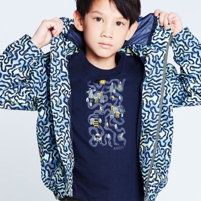 AIGLE/エーグル 撥水 プリントフーデッドジャケット