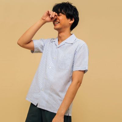 ＜AIGLE＞吸水速乾　スレイプ　ストライプ　半袖シャツ