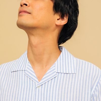吸水速乾　スレイプ　ストライプ　半袖シャツ