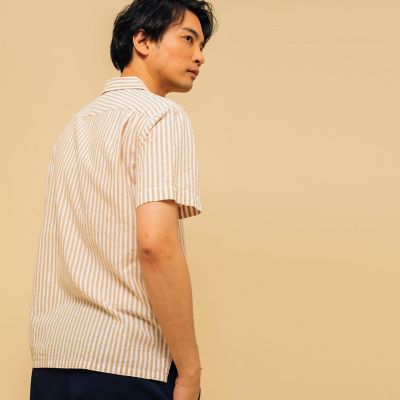 吸水速乾　スレイプ　ストライプ　半袖シャツ