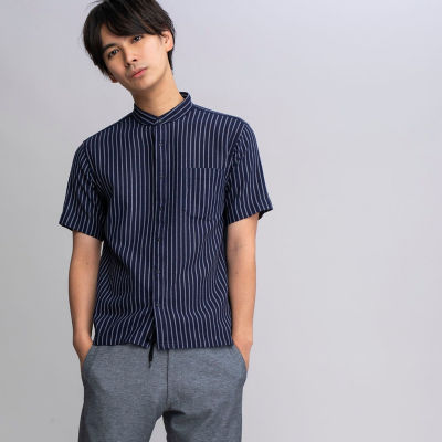 吸水速乾 レノ ストライプ スタンドカラー 半袖シャツ | AIGLE