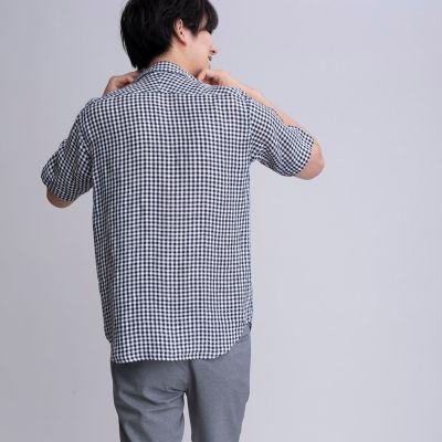 吸水速乾　チェックポケット　半袖シャツ