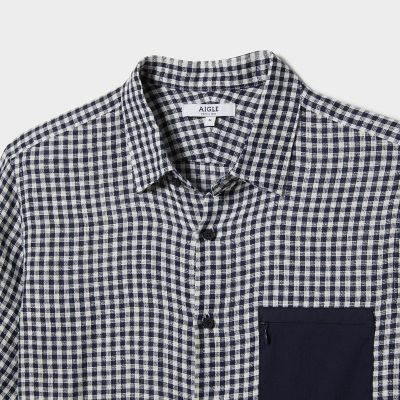 吸水速乾　チェックポケット　半袖シャツ