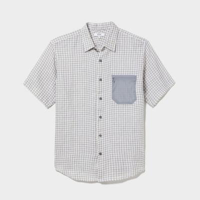 吸水速乾　チェックポケット　半袖シャツ