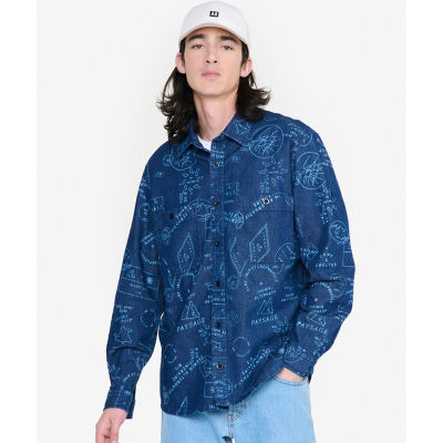 【SALE】AIGLE/エーグル プリント オーバーサイズ 長袖デニムシャツ ダークインディコ トップス【三越伊勢丹/公式】