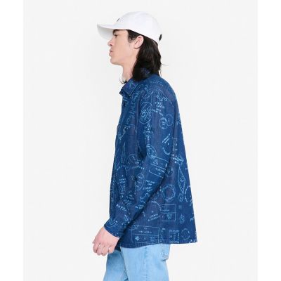 プリント　オーバーサイズ　長袖デニムシャツ