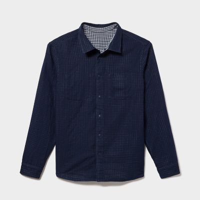 ダブルフェイス　ガーゼチェック　長袖シャツ