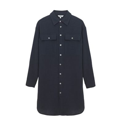 コットンガーゼロングシャツドレス
