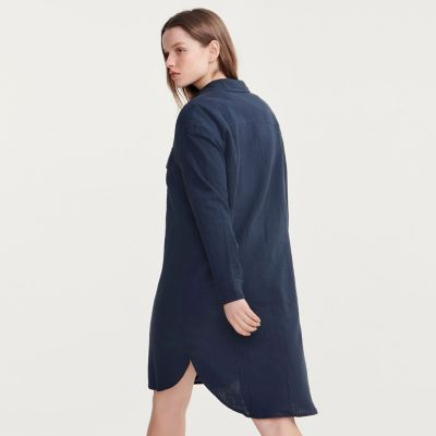 コットンガーゼロングシャツドレス