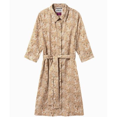 花柄　フラワー　リバティロングシャツドレス　／　シャツワンピース