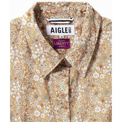 花柄　フラワー　リバティロングシャツドレス　／　シャツワンピース