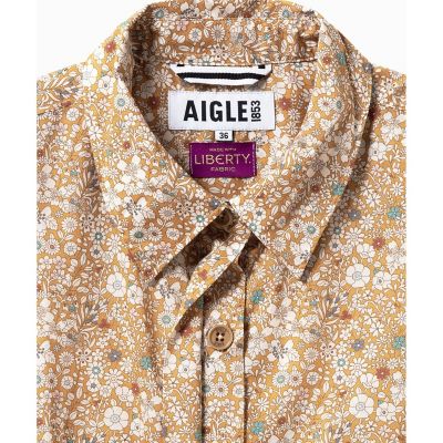 花柄　フラワー　リバティロングシャツドレス　／　シャツワンピース