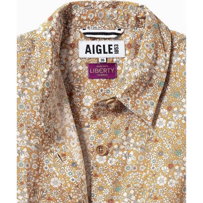 花柄　フラワー　リバティロングシャツドレス　／　シャツワンピース