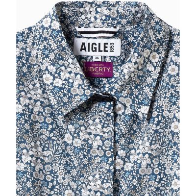 花柄　フラワー　リバティロングシャツドレス　／　シャツワンピース