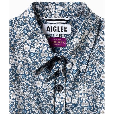 花柄　フラワー　リバティロングシャツドレス　／　シャツワンピース