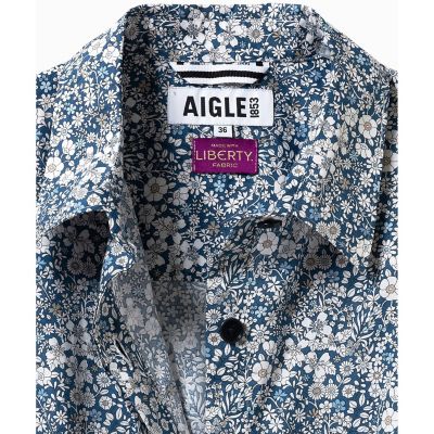 花柄　フラワー　リバティロングシャツドレス　／　シャツワンピース