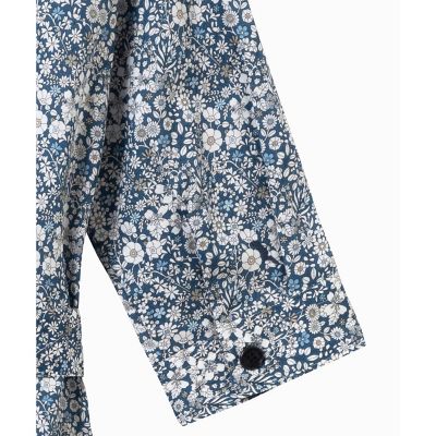 花柄　フラワー　リバティロングシャツドレス　／　シャツワンピース