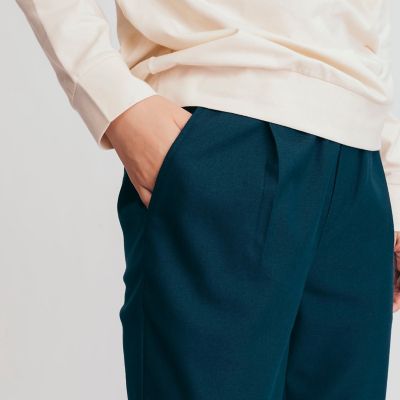 撥水　ウエストカラーブロック　テーパードパンツ
