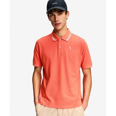 AIGLE/エーグル 吸水速乾 ワンポイントロゴ刺繍 襟ダブルストライプ ピケポロシャツ オレンジ トップス【三越伊勢丹/公式】