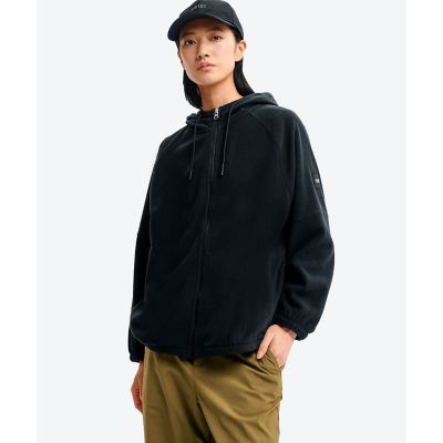 AIGLE/エーグル ミディアムウェイト マイクロフリース ジップアップフーディ ジャケット ブラック トップス【三越伊勢丹/公式】