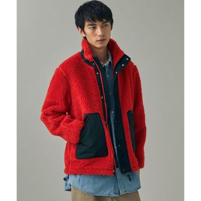 AIGLE/エーグル パッチポケット 異素材切り替え スタンドカラーボアフリースブルゾン レッド コート・ジャケット【三越伊勢丹/公式】