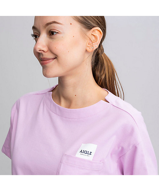 新製品情報も満載 公式 Tシャツ エーグル 吸水速乾 日本サイズS相当 ピンク レディース Ｔシャツ ロゴ デザインポケット 半袖 -  raffles.mn