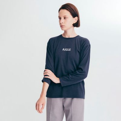 ＜AIGLE＞吸水速乾　ミニロゴ　長袖Ｔシャツ