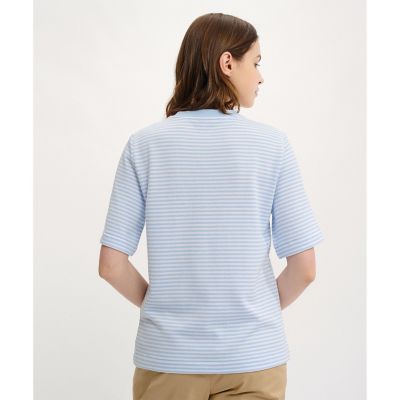 ＵＶカット　ヤーンダイ　リンガーネック　ボーダー　半袖カットソー