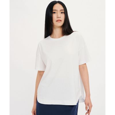 ＵＶカット　オーガニックコットン　ドロップショルダー　クルーネック半袖Ｔシャツ