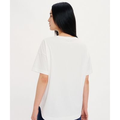 ＵＶカット　オーガニックコットン　ドロップショルダー　クルーネック半袖Ｔシャツ