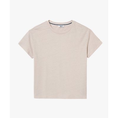 tシャツ コットンリネン トーンオントーン ワンポイント刺繍半袖Tシャツ レディース コットンリネン トーンオントーン ワンポイント刺繍半袖Tシャツ