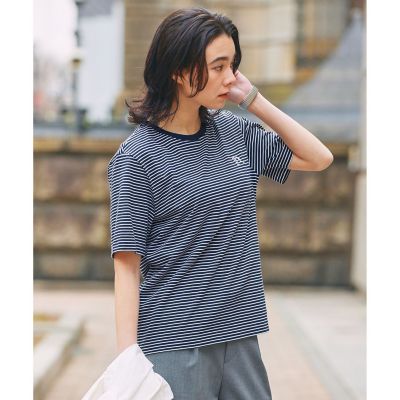   ショルダーロゴ刺繍 長袖Tシャツ 紺白 2枚セット 2枚セット ワンポイントロゴ刺繍 2パック半袖Tシャツ | AIGLE