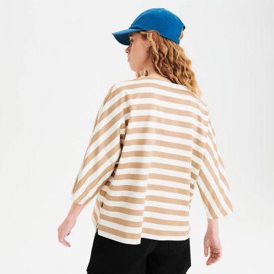 ミッドワイドストライプ　デザイン半袖Ｔシャツ
