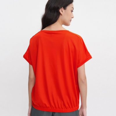 吸水速乾　ヘムブラウジング　フレンチスリーブＴシャツ