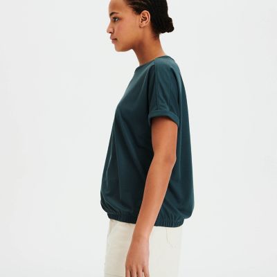 吸水速乾　ヘムブラウジング　フレンチスリーブＴシャツ