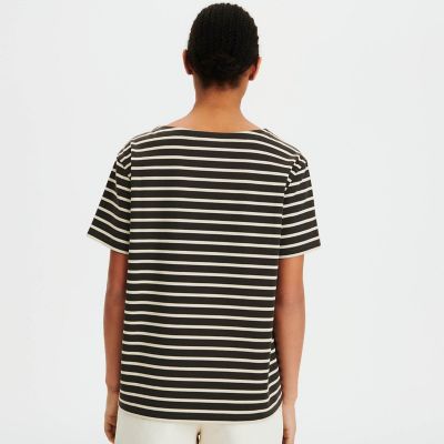 吸水速乾　ボートネック　ボーダー半袖Ｔシャツ（ＶＯＹＡＧＥ）