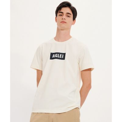 AIGLE/エーグル UVカット 吸水速乾 ボックスロゴプリント クルーネック 半袖Tシャツ