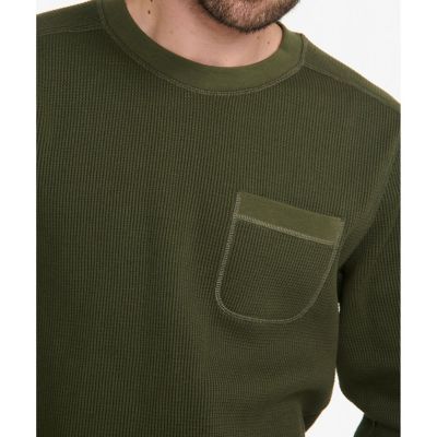 ワンポイントロゴ刺繍 ポケット ロングスリーブワッフル長袖Tシャツ