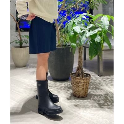 チャンキーヒール　ミッドレインラバーブーツ