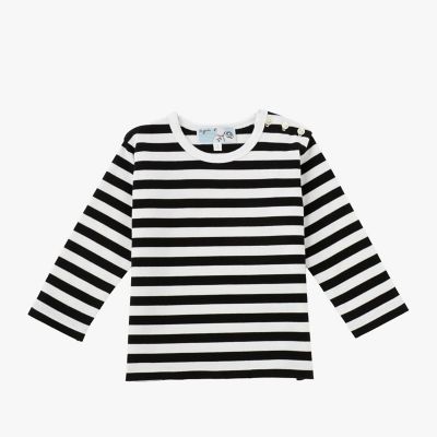 Agnes b agnes | Tシャツ 長袖 細ボーダー コットン ”b．”ロゴ キッズ b（アニエスべー）　ボーダーシャツ（長袖）　サイズ：イ トップス