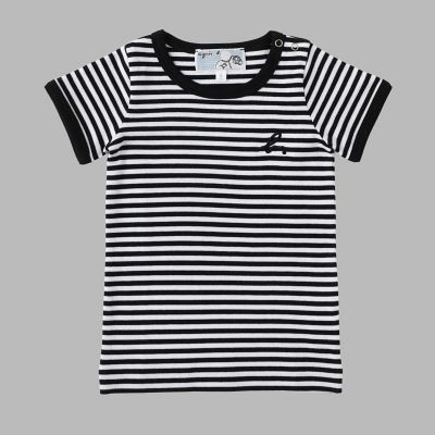 【新品タグ付き】アニエスベー ベビー ボーダー　2ans ベビー ”b．”ロゴ 細ボーダー 半袖 Tシャツ | agnes b. ENFANT