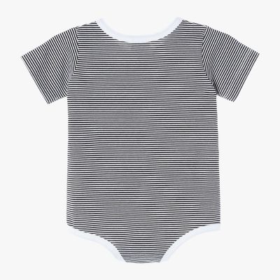 ベビー ロゴ ボーダー コットン 半袖 ボディスーツ 2枚組 | agnes b 