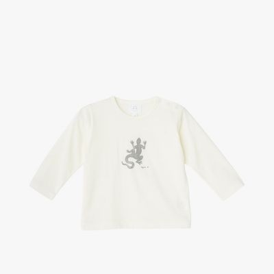 ベビー ロゴ アイコニック プリント コットン 長袖 Tシャツ
