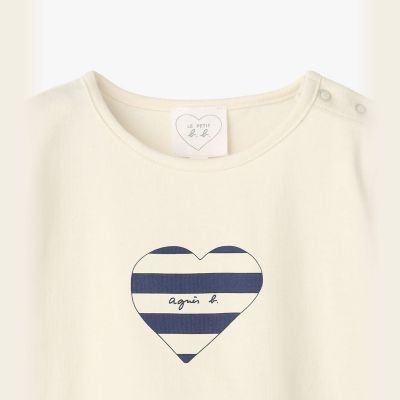 ベビー ロゴ ボーダー プリント コットン 半袖 Tシャツ ”Heart 