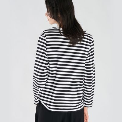 細ボーダー コットン 長袖 Tシャツ ”Cool” | agnes b. (Women