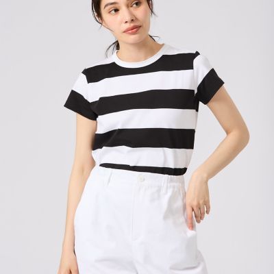 太ボーダー コットン 半袖 Tシャツ ”Brando” | agnes b. (Women