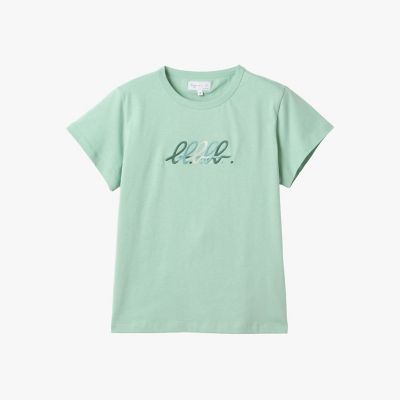 b．”ロゴ 刺繍 コットン 半袖 Tシャツ ”Brando” | agnes b