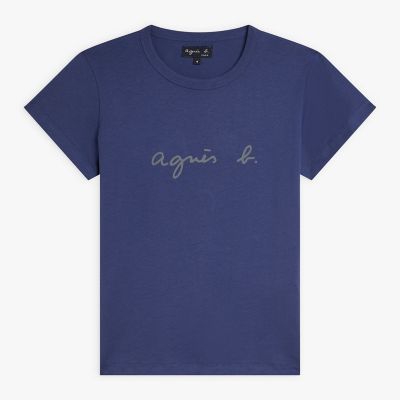 ＜agnes b. (Women)＞ロゴプリント　コットン　半袖Ｔシャツ　”Ｂｒａｎｄｏ”